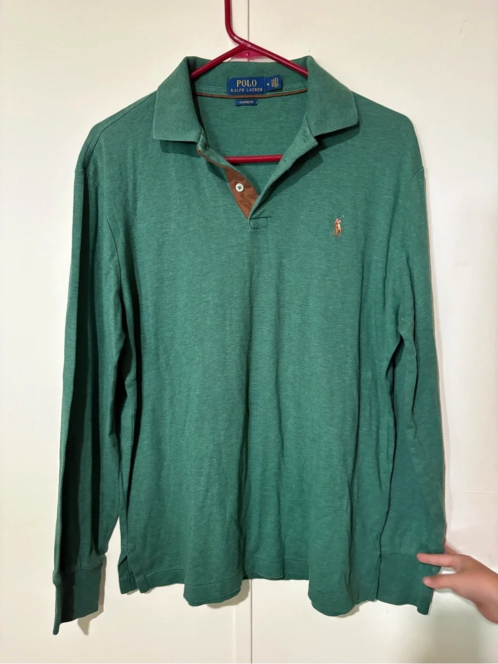 Polo by Ralph Lauren Men's Long Sleeve Green Polo Shirt